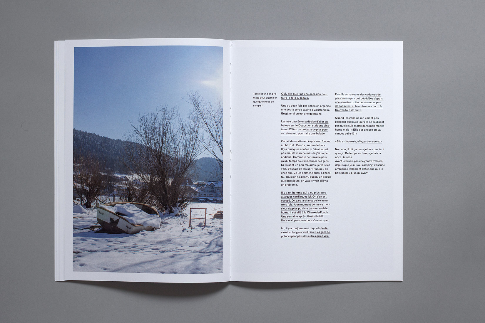 Lac des brenets - Bateau, hiver, neige, livre, photographie