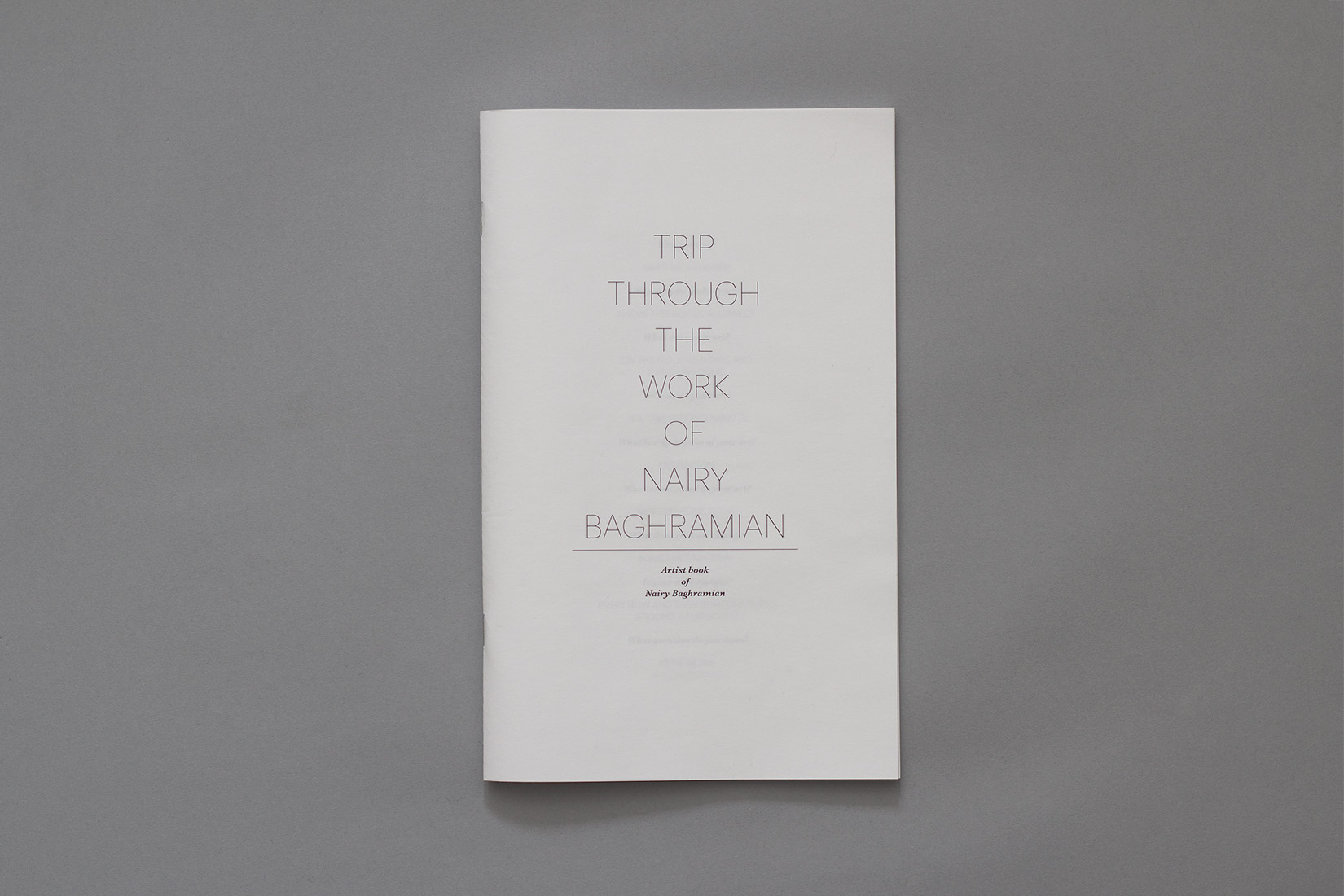 Livre d'artiste, Nairy Baghramian, typographie, Graphik, Baskerville, Trip through the work of Nairy Baghramian