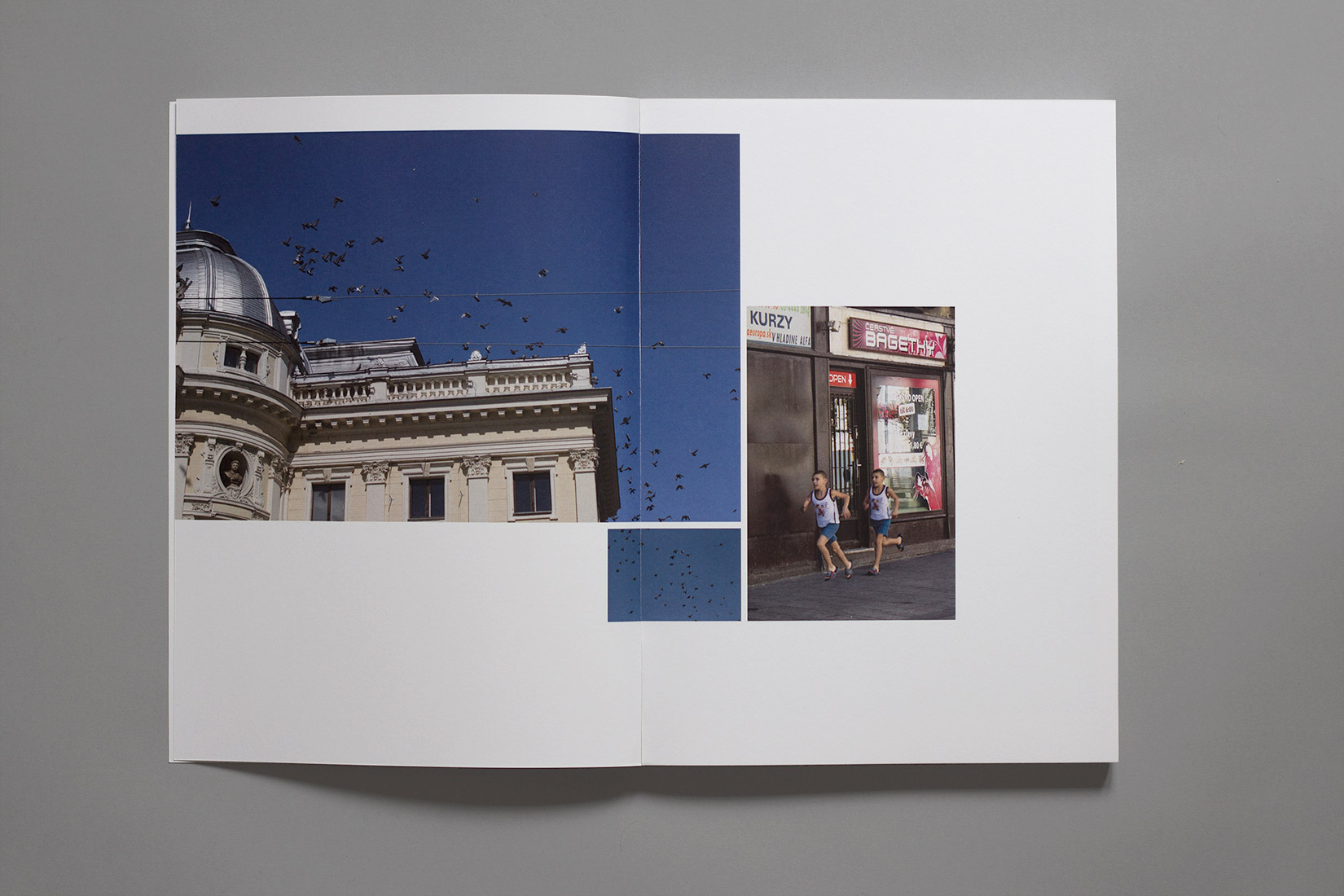 Voyage d'études, livre, Bratislava, photographies, enfant qui court, pigeons