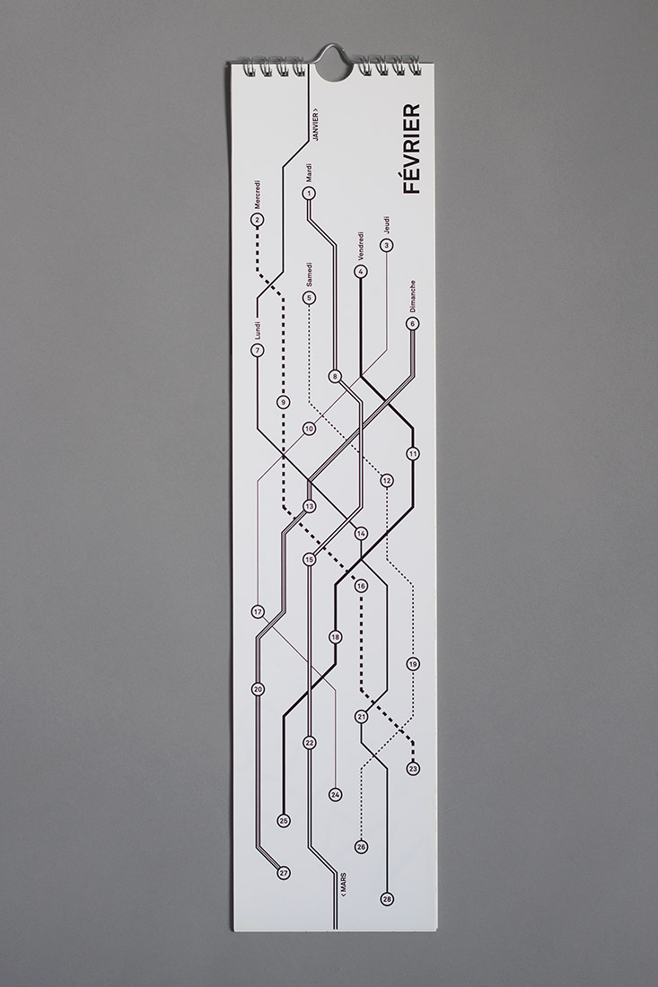 Calendrier typographique, Akkurat, plan, métro, lignes, février