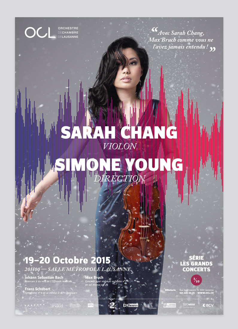 Orchestre de Chambre de Lausanne, affiche, graphisme, onde sonore, violon